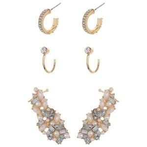 NWT BAUBLE BAR Earrings Sparkle Pearl Hoop Gift Set